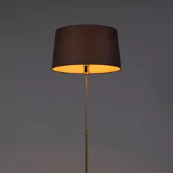 QAZQA Stehlampen|Wohnzimmerlampen*Stehlampe gold / messing mit Leinenschirm grau 45 cm - Parte