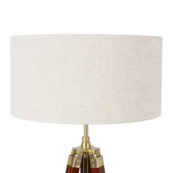 QAZQA Stehlampen|Wohnzimmerlampen*Stehlampe Messing mit Schirm hellgrau 50 cm Stativ - Cortin