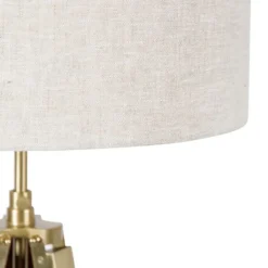 QAZQA Stehlampen|Wohnzimmerlampen*Stehlampe Messing mit Schirm hellgrau 50 cm Stativ - Cortin