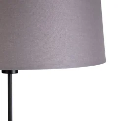 QAZQA Stehlampen|Wohnzimmerlampen*Stehlampe schwarz mit dunkelgrauem Leinenschirm 45 cm - Parte