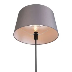 QAZQA Stehlampen|Wohnzimmerlampen*Stehlampe schwarz mit dunkelgrauem Leinenschirm 45 cm - Parte