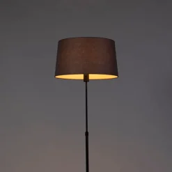 QAZQA Stehlampen|Wohnzimmerlampen*Stehlampe schwarz mit dunkelgrauem Leinenschirm 45 cm - Parte