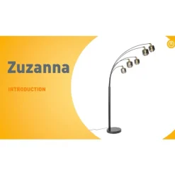 QAZQA Schlafzimmerlampen|Küchenlampen*Stehlampe Schwarz mit Gold mit Rauchglas 5 Lichter - Zuzanna