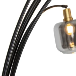QAZQA Schlafzimmerlampen|Küchenlampen*Stehlampe Schwarz mit Gold mit Rauchglas 5 Lichter - Zuzanna