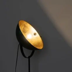 QAZQA Stehlampen|Wohnzimmerlampen*Stehlampe schwarz mit Gold 35 cm verstellbar - Magnax