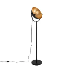 QAZQA Stehlampen|Wohnzimmerlampen*Stehlampe schwarz mit Gold 35 cm verstellbar - Magnax