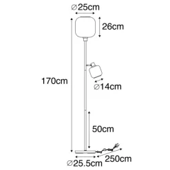 QAZQA Stehlampen|Wohnzimmerlampen*Stehlampe schwarz mit Gold mit Rauchglas 2 Lichter - Zuzanna