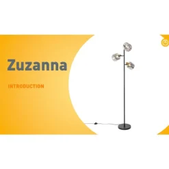 QAZQA Stehlampen|Wohnzimmerlampen*Stehlampe schwarz mit Gold mit Rauchglas 2 Lichter - Zuzanna