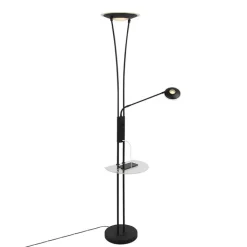 QAZQA Lampen Für Dein Homeoffice|Led-Stehlampen*Stehlampe schwarz mit Lesearm inkl. LED und USB-Anschluss - Sevilla