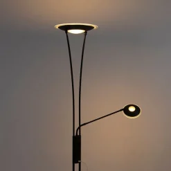 QAZQA Lampen Für Dein Homeoffice|Led-Stehlampen*Stehlampe schwarz mit Lesearm inkl. LED und USB-Anschluss - Sevilla
