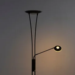 QAZQA Lampen Für Dein Homeoffice|Led-Stehlampen*Stehlampe schwarz mit Lesearm inkl. LED und USB-Anschluss - Sevilla