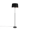 QAZQA Stehlampen|Wohnzimmerlampen*Stehlampe schwarz mit schwarzem Leinenschirm 45cm verstellbar - Parte