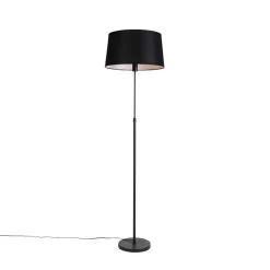 QAZQA Stehlampen|Wohnzimmerlampen*Stehlampe schwarz mit schwarzem Leinenschirm 45cm verstellbar - Parte