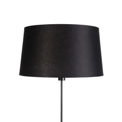 QAZQA Stehlampen|Wohnzimmerlampen*Stehlampe schwarz mit schwarzem Leinenschirm 45cm verstellbar - Parte