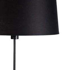 QAZQA Stehlampen|Wohnzimmerlampen*Stehlampe schwarz mit schwarzem Leinenschirm 45cm verstellbar - Parte