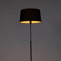 QAZQA Stehlampen|Wohnzimmerlampen*Stehlampe schwarz mit schwarzem Leinenschirm 45cm verstellbar - Parte
