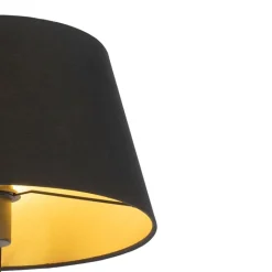 QAZQA Stehlampen|Wohnzimmerlampen*Stehlampe schwarz mit schwarzem Schirm und verstellbarem Arm - Ladas