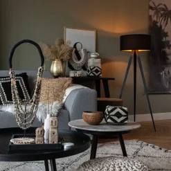 QAZQA Stehlampen|Wohnzimmerlampen*Stehlampe schwarz mit schwarzem Schirm und goldener Innenseite - Ilse