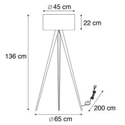 QAZQA Stehlampen|Wohnzimmerlampen*Stehlampe schwarz mit schwarzem Schirm und goldener Innenseite - Ilse