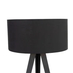 QAZQA Stehlampen|Wohnzimmerlampen*Stehlampe schwarz mit schwarzem Schirm und goldener Innenseite - Ilse