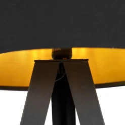 QAZQA Stehlampen|Wohnzimmerlampen*Stehlampe schwarz mit schwarzem Schirm und goldener Innenseite - Ilse