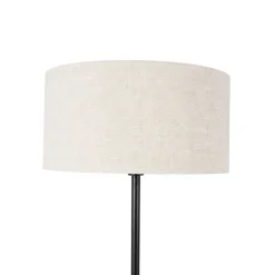 QAZQA Stehlampen|Wohnzimmerlampen*Stehlampe schwarz mit Schirm hellgrau 50 cm - Simplo