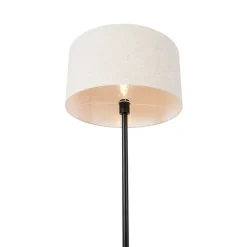 QAZQA Stehlampen|Wohnzimmerlampen*Stehlampe schwarz mit Schirm hellgrau 50 cm - Simplo