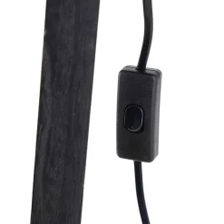 QAZQA Stehlampen|Wohnzimmerlampen*Stehlampe schwarz mit weißem Leinenschirm 45 cm - Tripod