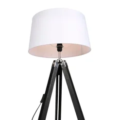 QAZQA Stehlampen|Wohnzimmerlampen*Stehlampe schwarz mit weißem Leinenschirm 45 cm - Tripod