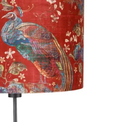 QAZQA Stehlampen|Wohnzimmerlampen*Stehlampe schwarz Schatten Pfau Design rot 40 cm - Parte
