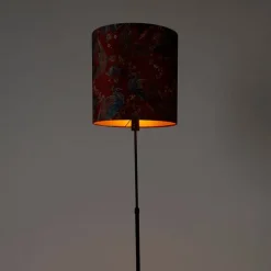 QAZQA Stehlampen|Wohnzimmerlampen*Stehlampe schwarz Schatten Pfau Design rot 40 cm - Parte