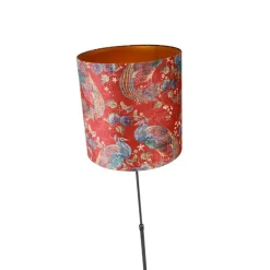 QAZQA Stehlampen|Wohnzimmerlampen*Stehlampe schwarz Schatten Pfau Design rot 40 cm - Parte