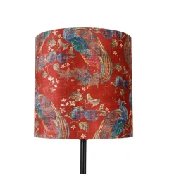 QAZQA Stehlampen|Wohnzimmerlampen*Stehlampe schwarz Schatten Pfau Design rot 40 cm - Simplo