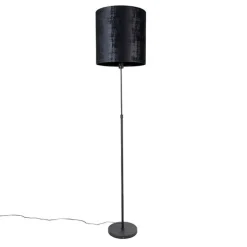 QAZQA Stehlampen|Wohnzimmerlampen*Stehlampe schwarz Schirm schwarz 40 cm verstellbar - Parte