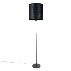 QAZQA Stehlampen|Wohnzimmerlampen*Stehlampe schwarz Schirm schwarz 40 cm verstellbar - Parte