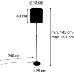 QAZQA Stehlampen|Wohnzimmerlampen*Stehlampe schwarz Schirm schwarz 40 cm verstellbar - Parte