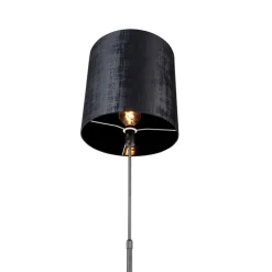 QAZQA Stehlampen|Wohnzimmerlampen*Stehlampe schwarz Schirm schwarz 40 cm verstellbar - Parte