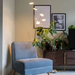 QAZQA Schlafzimmerlampen|Esszimmerlampen*Stehlampe Stahl inkl. LED mit Touch-Dimmer - Sixties Trento