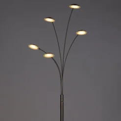 QAZQA Schlafzimmerlampen|Esszimmerlampen*Stehlampe Stahl inkl. LED mit Touch-Dimmer - Sixties Trento