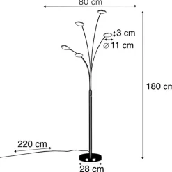 QAZQA Schlafzimmerlampen|Esszimmerlampen*Stehlampe Stahl inkl. LED mit Touch-Dimmer - Sixties Trento
