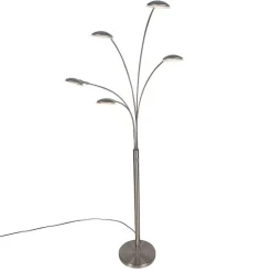 QAZQA Schlafzimmerlampen|Esszimmerlampen*Stehlampe Stahl inkl. LED mit Touch-Dimmer - Sixties Trento