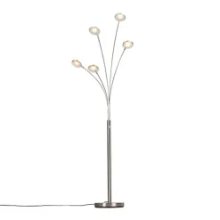 QAZQA Schlafzimmerlampen|Esszimmerlampen*Stehlampe Stahl inkl. LED mit Touch-Dimmer - Sixties Trento