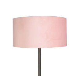 QAZQA Stehlampen|Wohnzimmerlampen*Stehlampe Stahl mit rosa Schirm 50 cm - Simplo