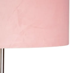 QAZQA Stehlampen|Wohnzimmerlampen*Stehlampe Stahl mit rosa Schirm 50 cm - Simplo