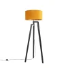 QAZQA Schlafzimmerlampen|Esszimmerlampen*Stehlampe Stativ schwarz mit gelbem Schirm und Gold 50 cm - Puros