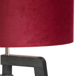 QAZQA Stehlampen|Wohnzimmerlampen*Stehlampe Stativ schwarz mit rotem Schirm und Gold 50 cm Puros