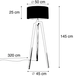 QAZQA Stehlampen|Wohnzimmerlampen*Stehlampe Stativholz mit Schattenblatt - Puros