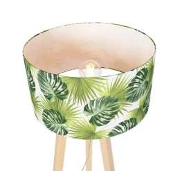 QAZQA Stehlampen|Wohnzimmerlampen*Stehlampe Stativholz mit Schattenblatt - Puros