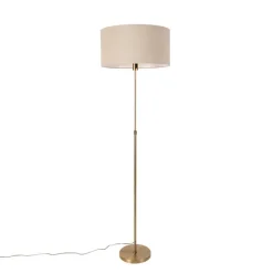 QAZQA Stehlampen|Wohnzimmerlampen*Stehlampe verstellbar bronze mit Schirm hellbraun 50 cm - Parte