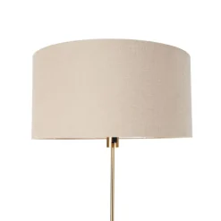 QAZQA Stehlampen|Wohnzimmerlampen*Stehlampe verstellbar bronze mit Schirm hellbraun 50 cm - Parte